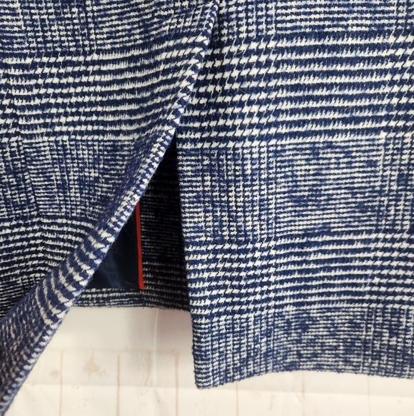 J.Crew Classic Preppy Winter Wool Blend Tailored Topcoat Navy Blue Plaid 2 - Picture 12 of 16